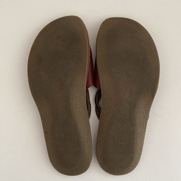 Mana Burgundy Leather Slip-On Straps Sandals sz 7.5 Cottage Boho - Picture 10 of 10